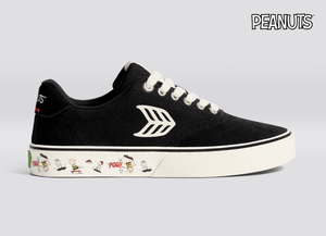 PEANUTS NAIOCA PRO Snoopy Skate Black Suede and Canvas Ivory Logo Sneaker Women