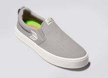 Load image into Gallery viewer, SLIP ON Light Grey Canvas Off-White Logo Sneaker Women
