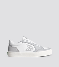 Load image into Gallery viewer, VALLELY White Leather Onyx Grey Accents Sneaker Women
