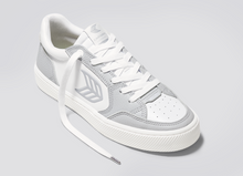 Load image into Gallery viewer, VALLELY White Leather Onyx Grey Accents Sneaker Women

