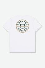 Load image into Gallery viewer, Crest II S/S Standard Tee - White/Pine Needle/Golden Brown
