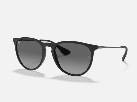 RAYBAN ERIKA 54 MATTE RUBBER BLACK WITH GREY SUNGLASSES