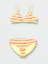 Load image into Gallery viewer, Girls Stripe Or Wrong Bikini Set - Honey Gold
