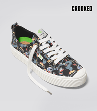 Load image into Gallery viewer, Crooked OCA Low Black Graphic Print Canvas Sneaker Men
