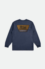 Load image into Gallery viewer, Linwood L/S Tee - Washed Navy/Golden Brown/Dusk
