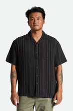 Load image into Gallery viewer, Bunker Seersucker S/S Camp Collar Woven Shirt - Black/Charcoal
