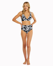 Load image into Gallery viewer, Womens - Swim Bottom - High Waist Bikini - Evergreen - Hibiscus Black
