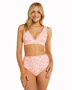 Womens - Swim Bottom - High Waist Bikini - Evergreen - Liberty Coral
