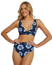 Load image into Gallery viewer, Womens - Swim Bottom - High Waist Bikini - Evergreen - Blue Navy Hibiscus
