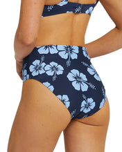 Load image into Gallery viewer, Womens - Swim Bottom - High Waist Bikini - Evergreen - Blue Navy Hibiscus
