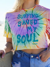 Load image into Gallery viewer, Surfing Saved My Soul Crop Tee
