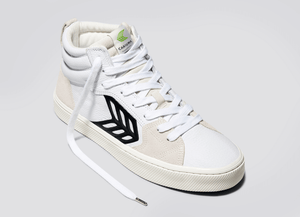CATIBA PRO High Skate White Premium Leather Vintage White Suede Sneaker Women