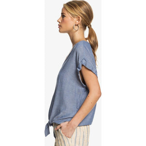 Born To Try Short Sleeve Tie‑Front Crepe Top