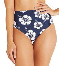 Load image into Gallery viewer, Womens - High Waist Bikini Bottom - Hibiscus - Navy
