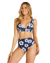Load image into Gallery viewer, Womens - High Waist Bikini Bottom - Hibiscus - Navy

