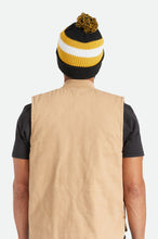 Load image into Gallery viewer, Kit Pom Beanie - Black/Off White/Bright Gold
